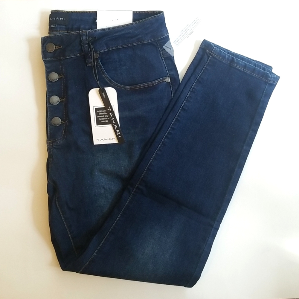 NWT Sz 12 Tahari Mid Rise Button Fly Skinny Jean